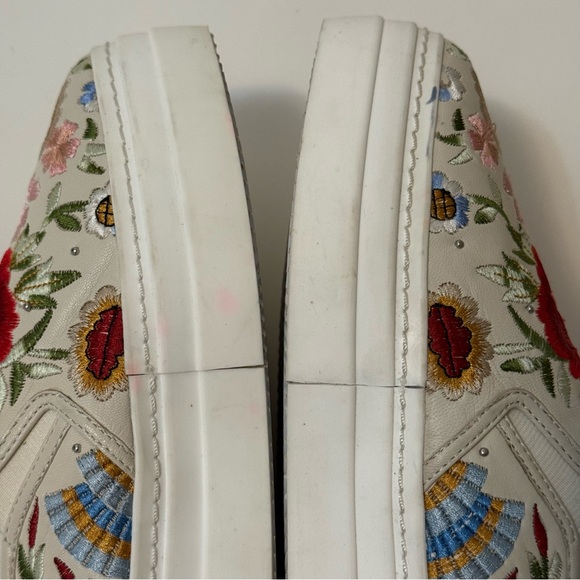 Alice + Olivia Sz 8 leather Sasha Floral Embroidered Slip-On Platform Sneakers - Picture 6 of 9